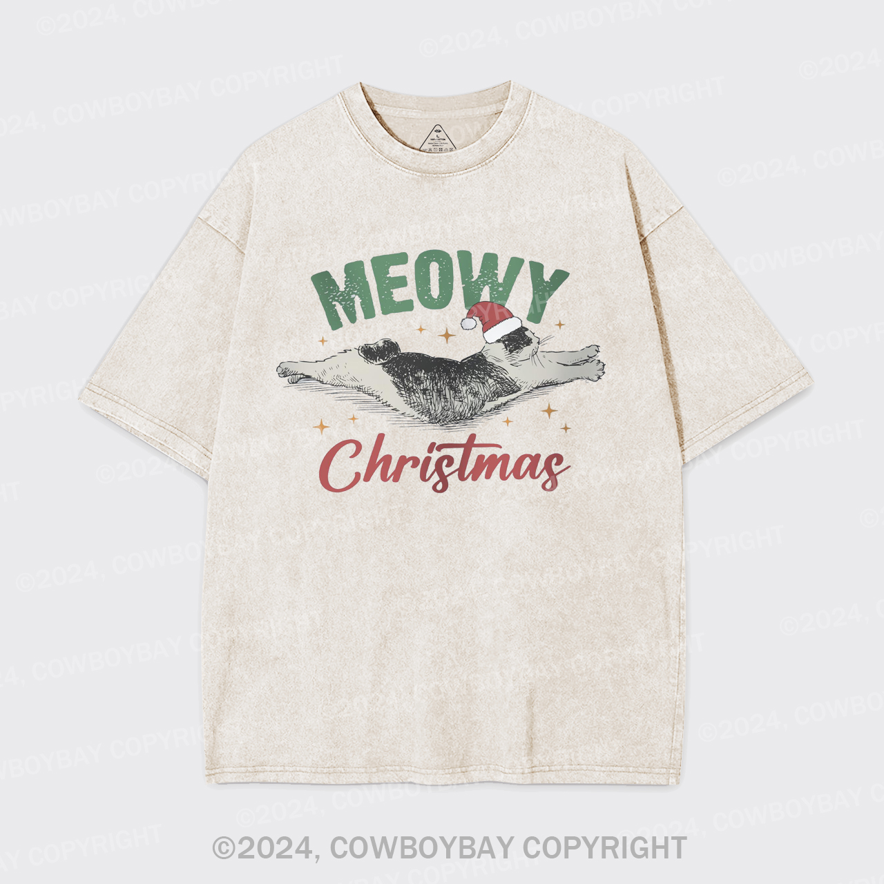 Funny Meowy Christmas Garment-dye Tees