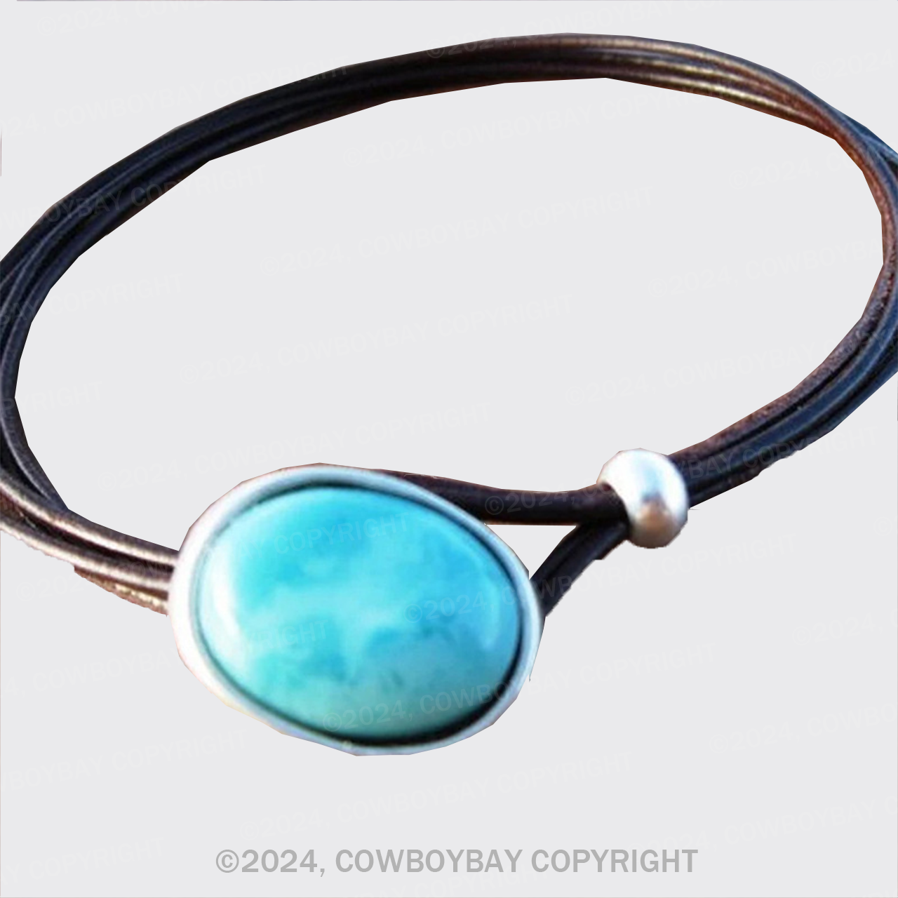 Vintage Leather Turquoise Collarbone Chain