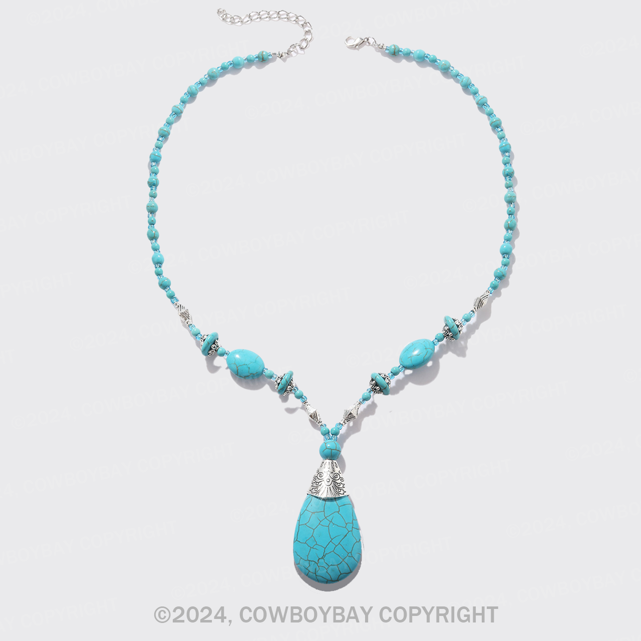 Bohemian Alloy Buckle Turquoise Pendant