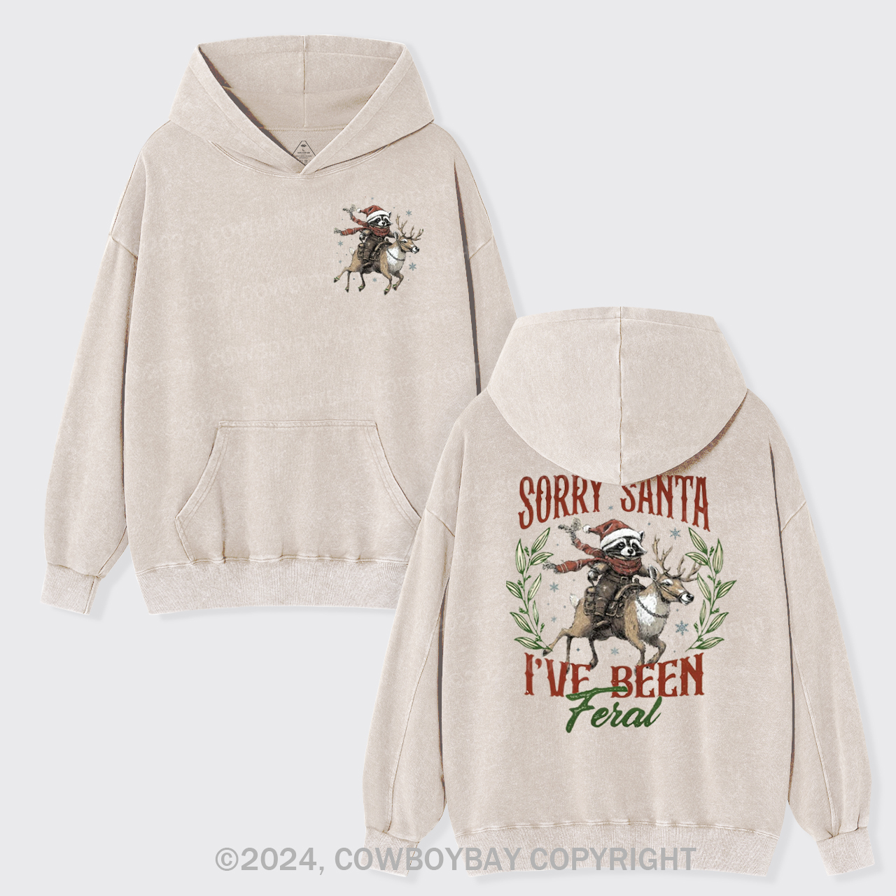 Christmas Raccoon,Sorry Santa Garment-Dye Hoodies