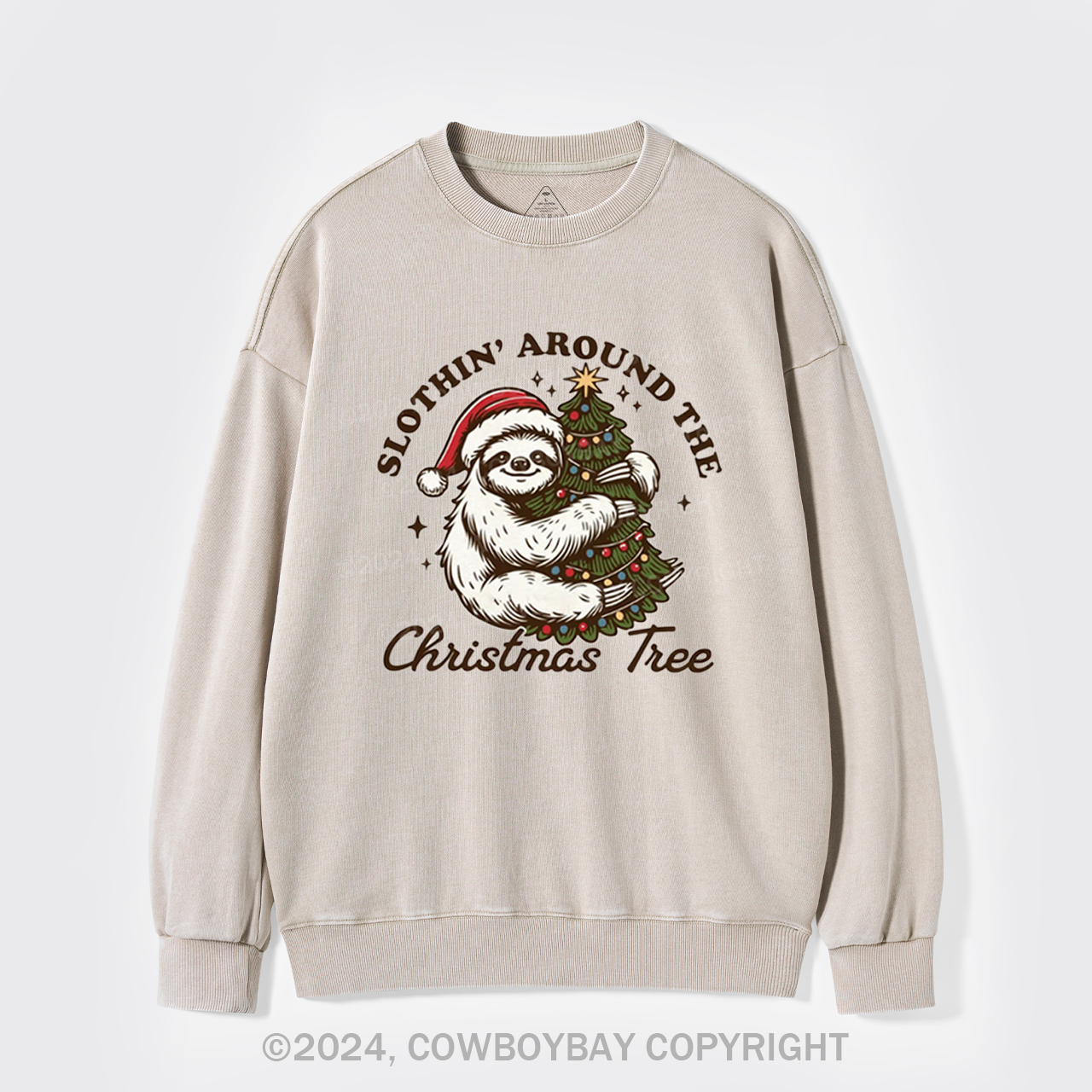 Slothin Around The Christmas Tree Washed Sweatshirts