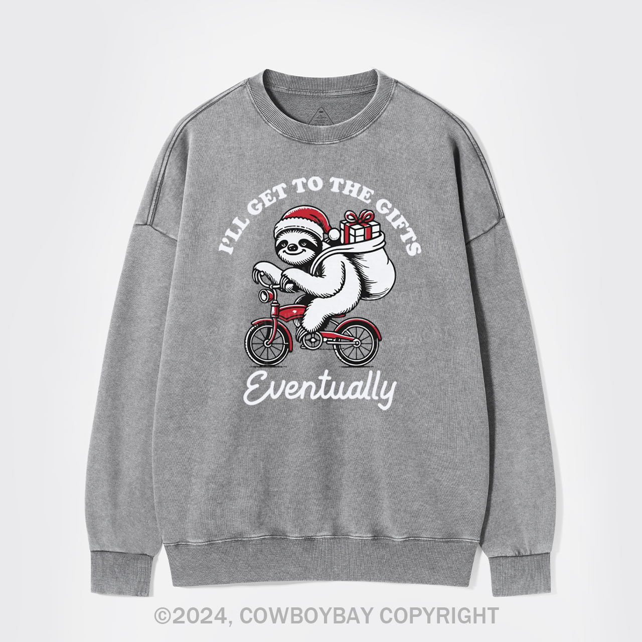 Merry Christmas Sloth Washed Sweatshirts