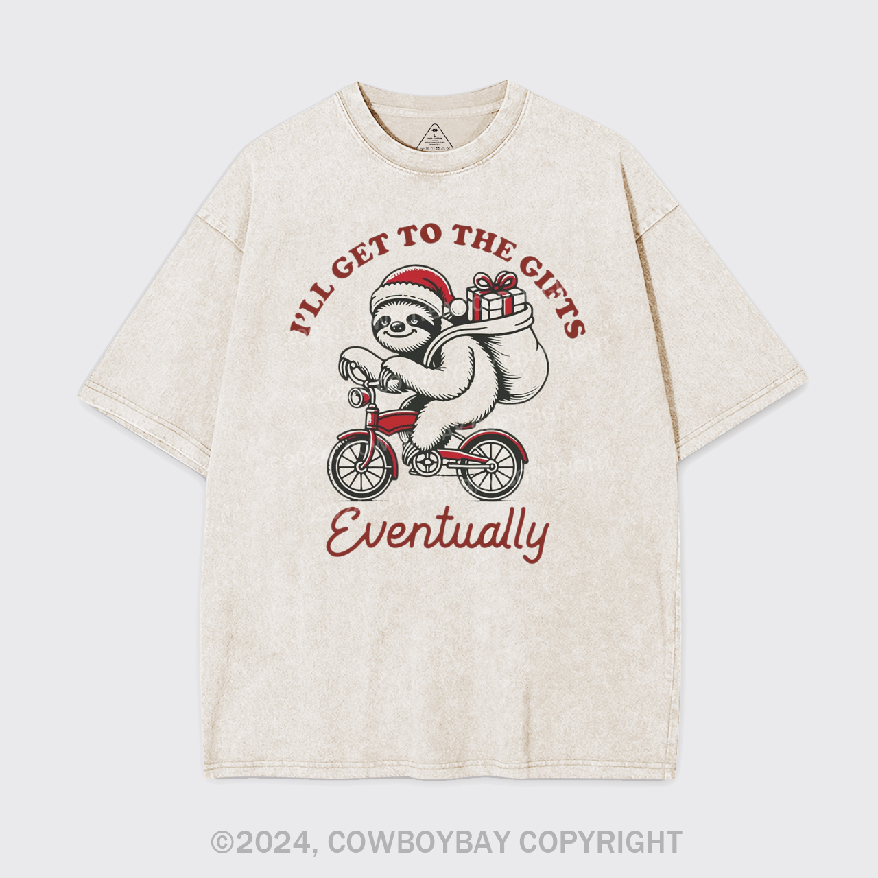 Merry Christmas Sloth Garment-dye Tees