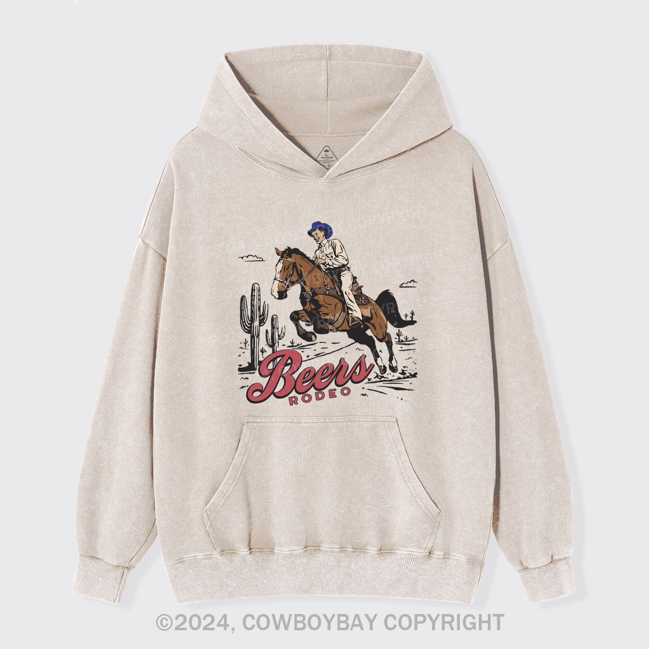 Vintage 90s Beers Retro Cowboy Garment-Dye Hoodies