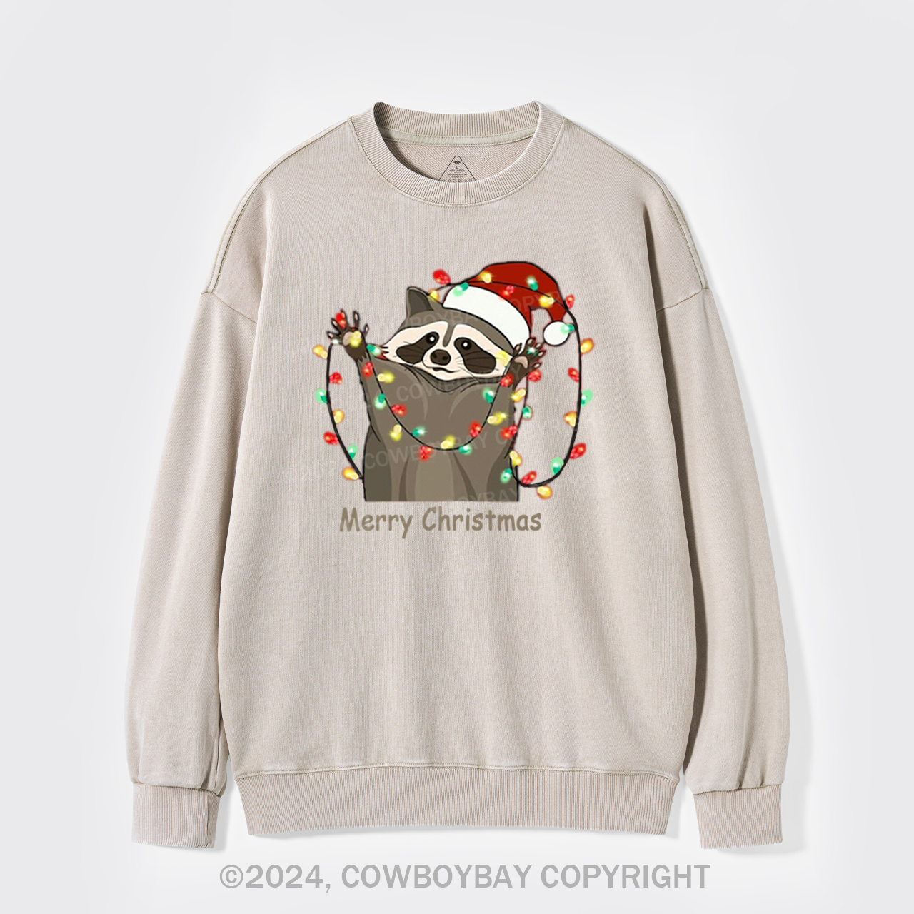 Christmas Racoon Washed Sweatshirts
