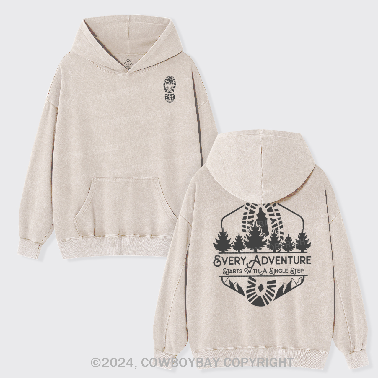 Every Adventure Starts With A Single Step Garment-Dye Hoodies