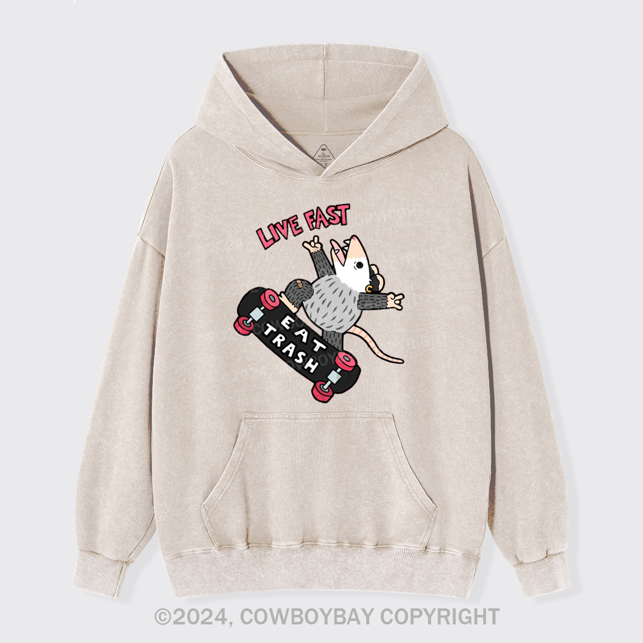 Live Fast Eat Trash Garment-Dye Hoodies