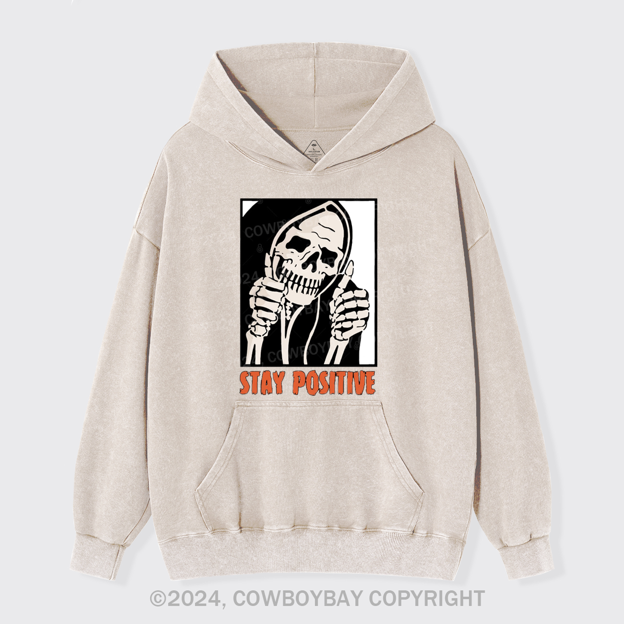 Stay Positive Skeleton Garment-Dye Hoodies
