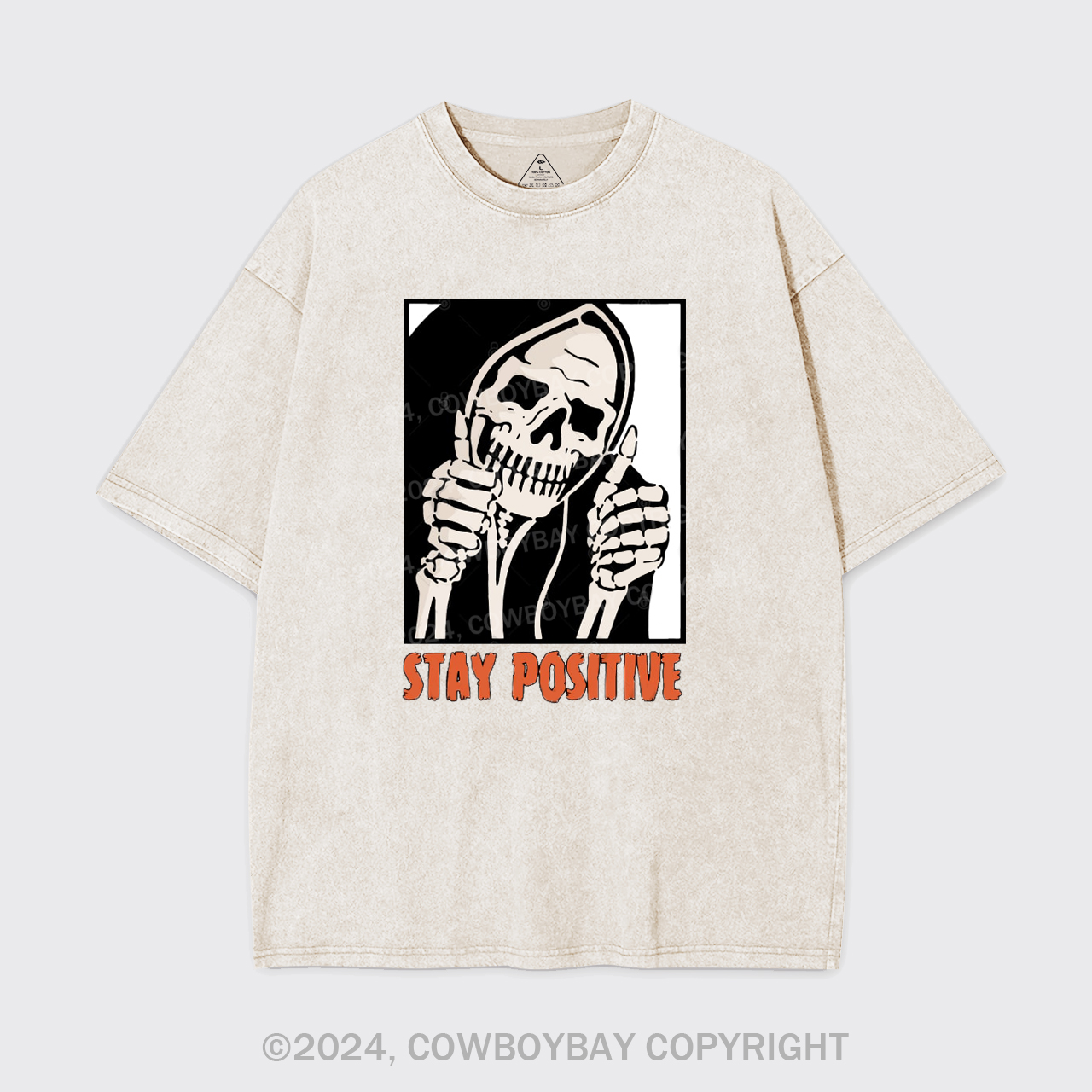 Stay Positive Skeleton Garment-dye Tees