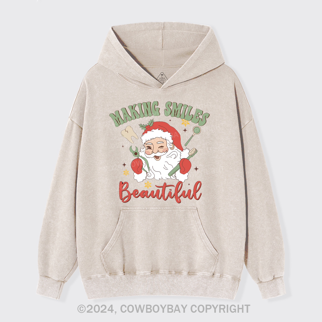 Making Smiles Santa Teeth Beautiful Garment-Dye Hoodies
