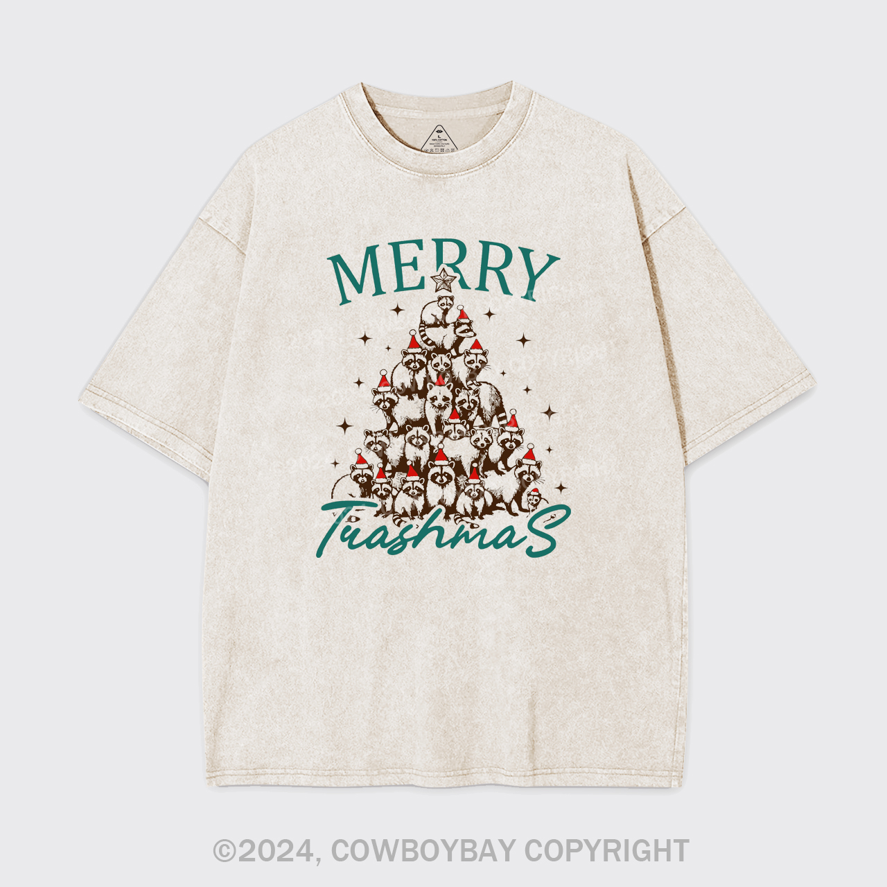 Christmas Feral Raccoon Tree Garment-dye Tees