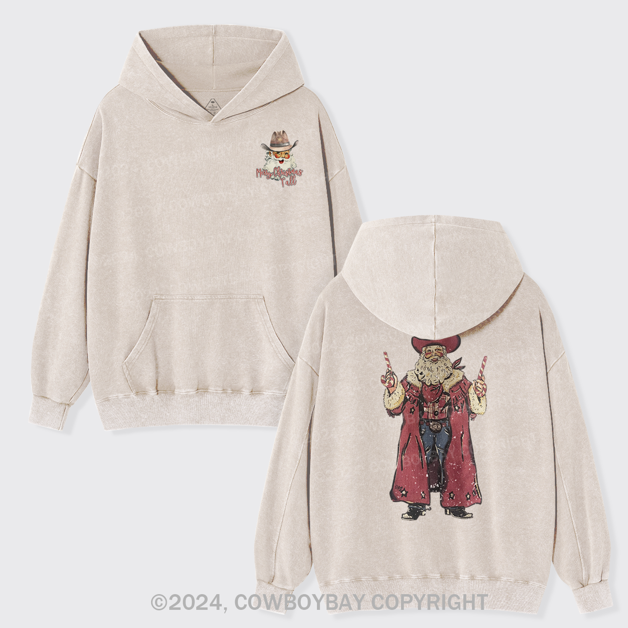 Christmas Cowboy Santa Garment-Dye Hoodies
