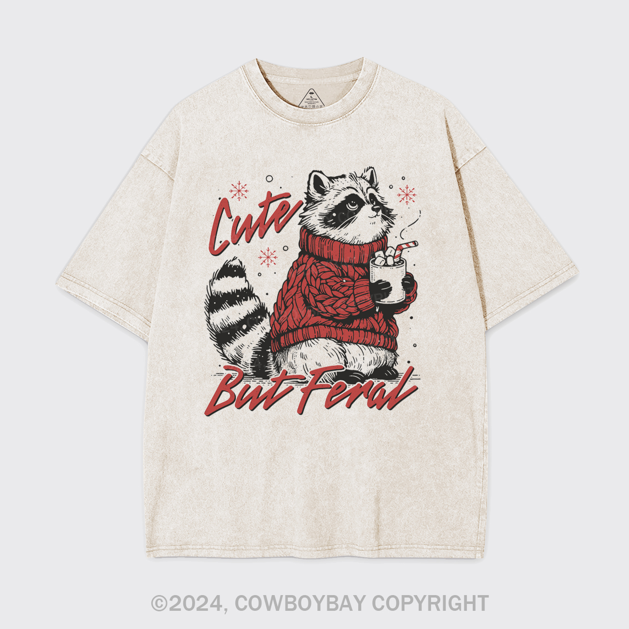 Funny Christmas Raccoon Garment-dye Tees