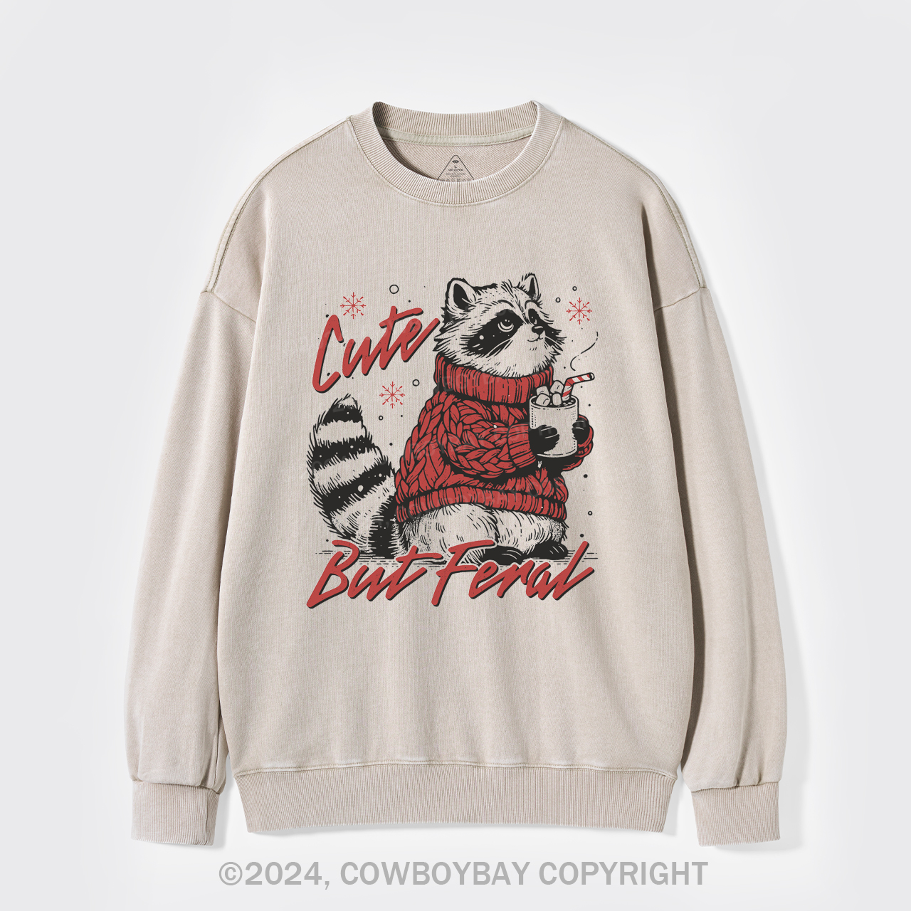 Funny Christmas Raccoon Washed Sweatshirts