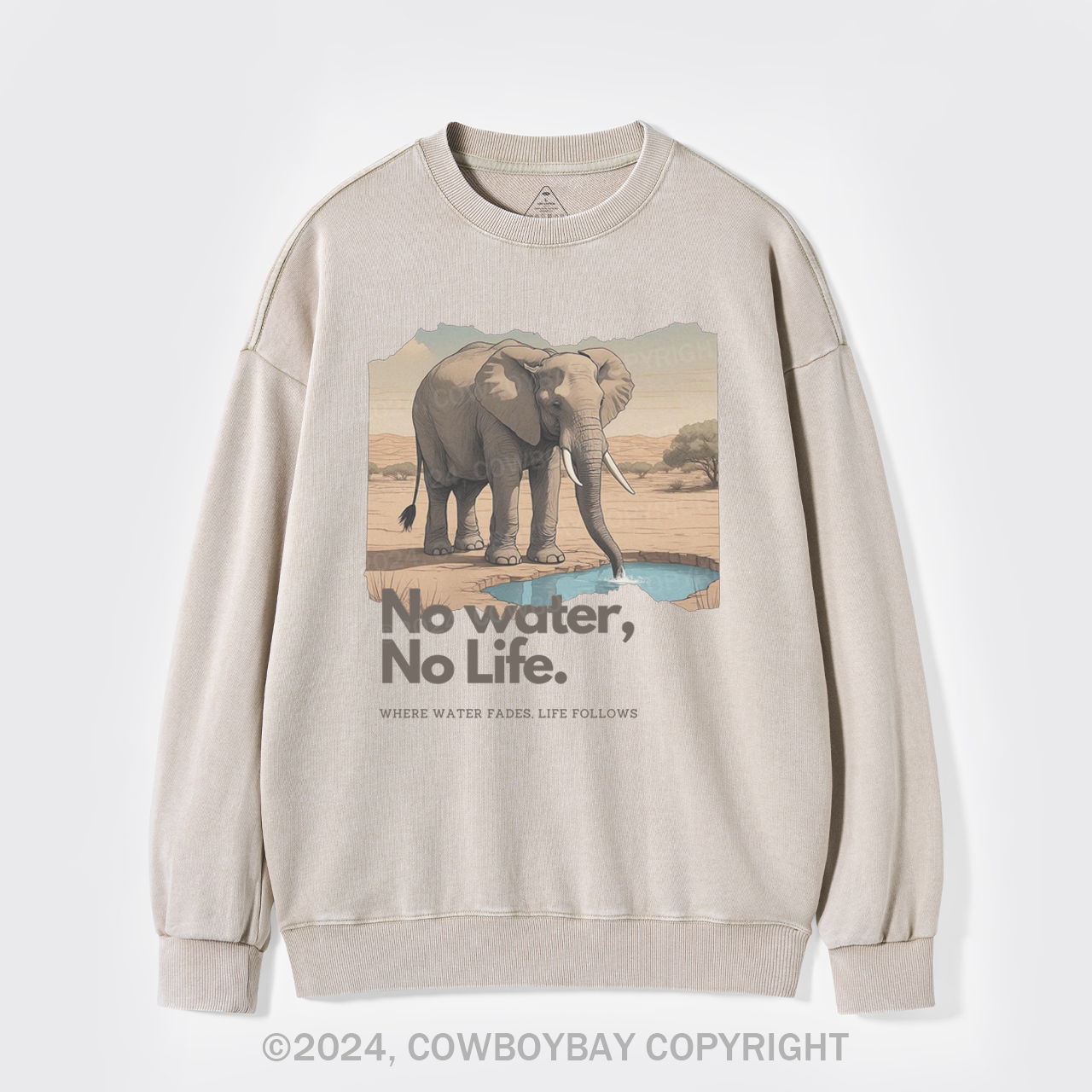 Elephant And Climate Change Protest Washed Sweatshirts