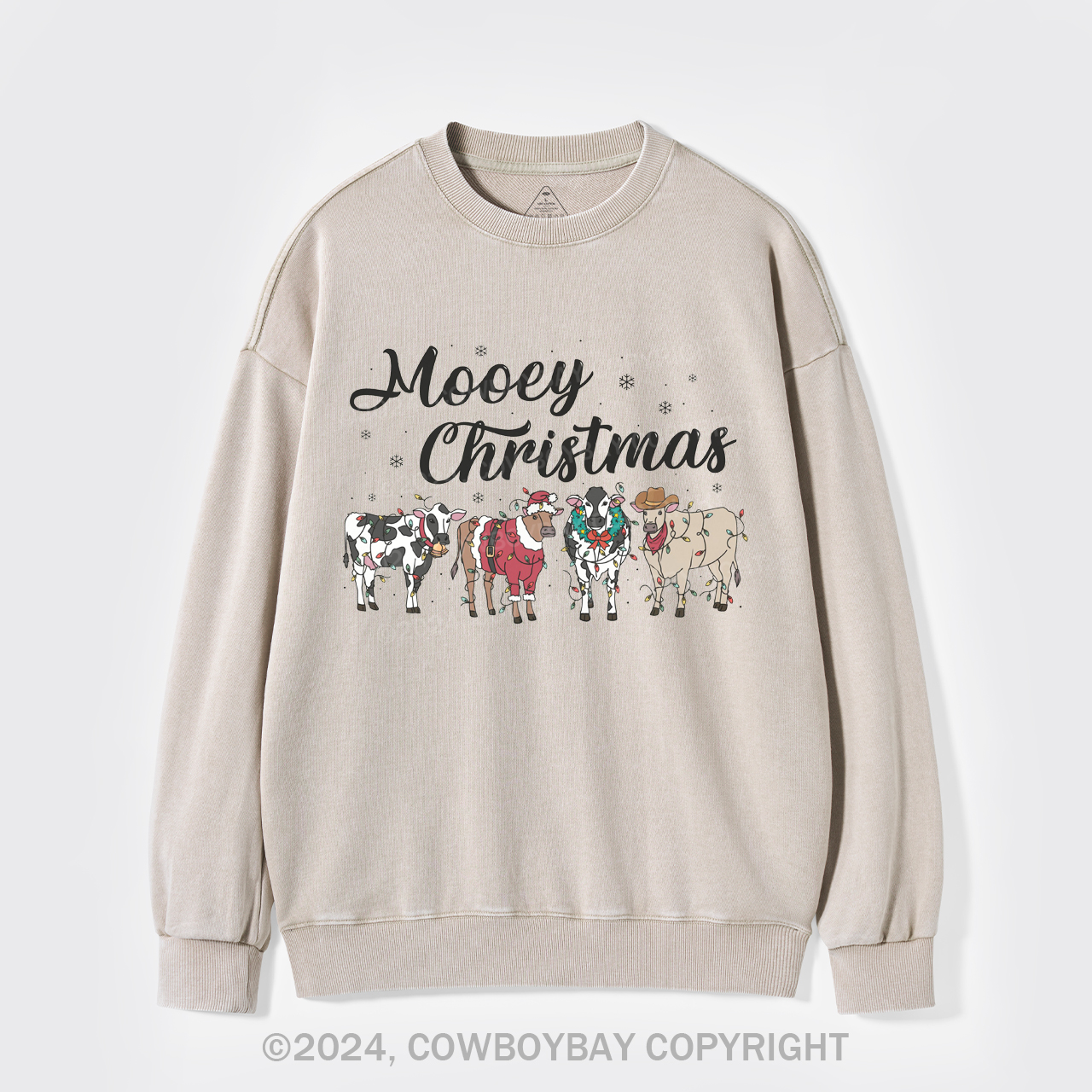 Cow Christmas Washed Sweatshirts