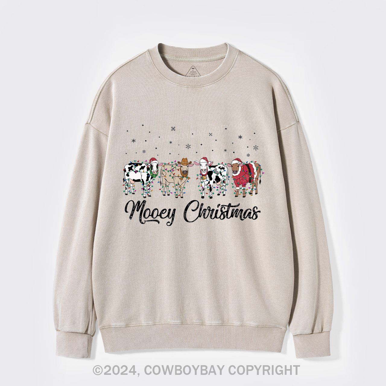 Christmas Cow Washed Sweatshirts