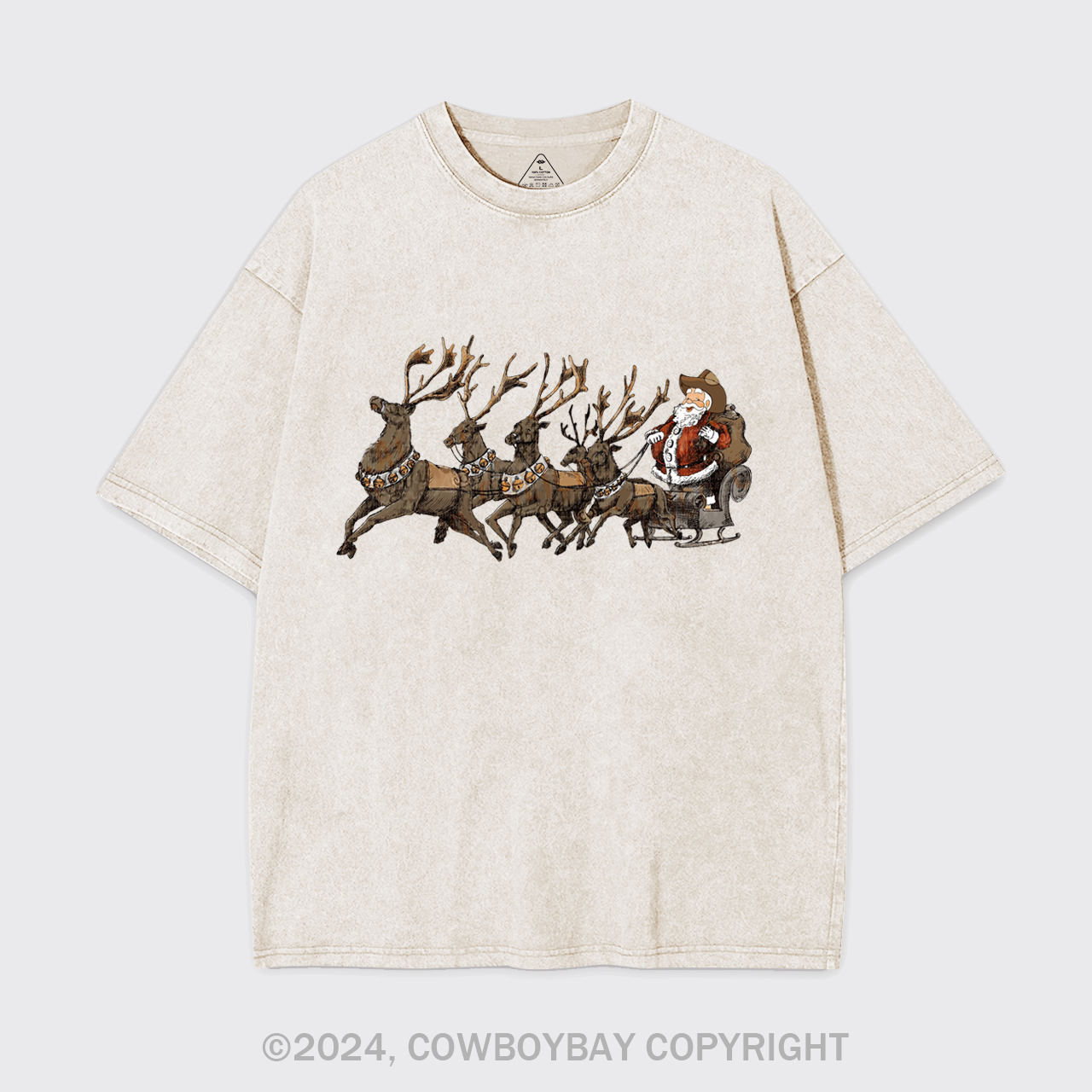 Cowboy Santa With Reindeer Garment-dye Tees