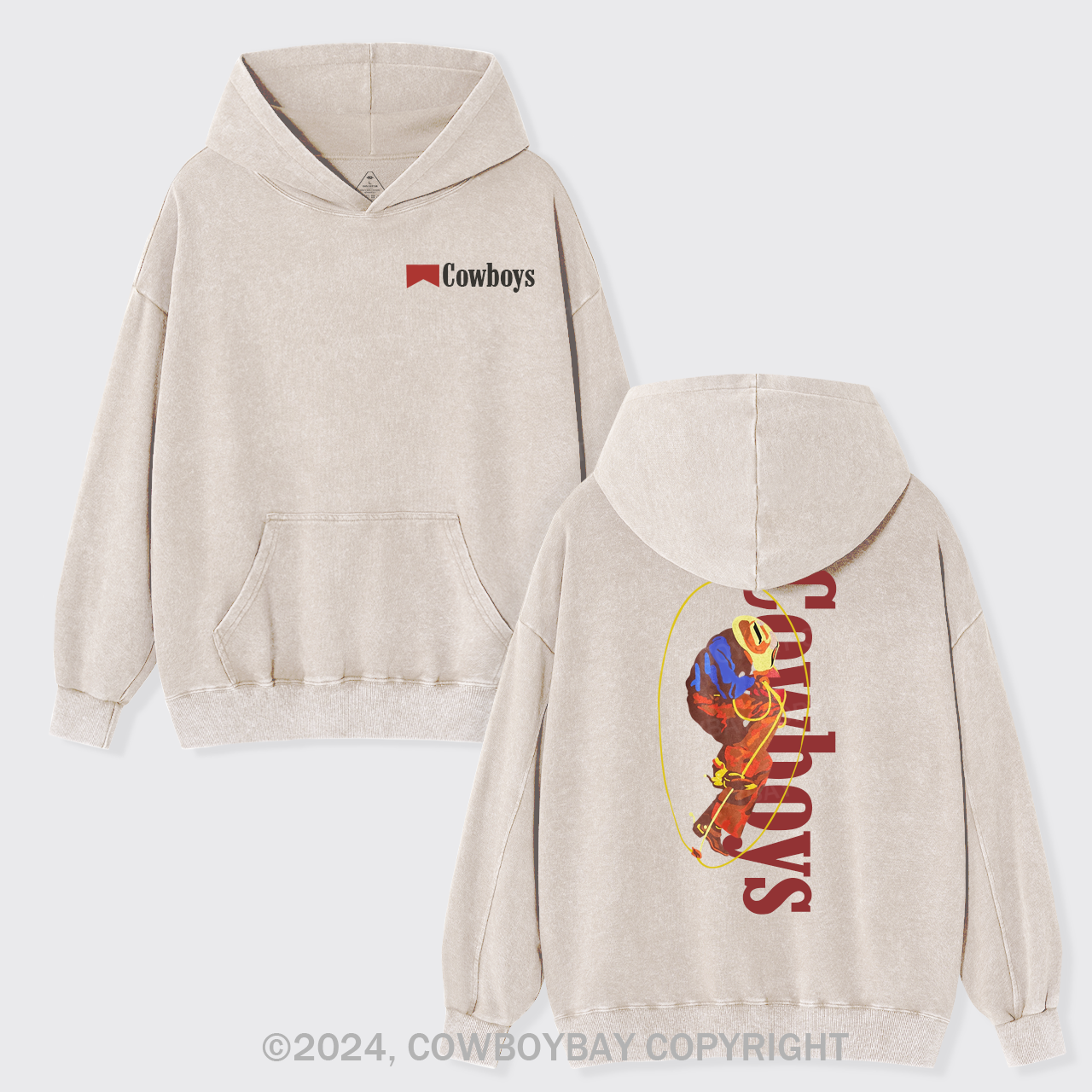 Vintage 1990s Dancing Cowboy Garment-Dye Hoodies