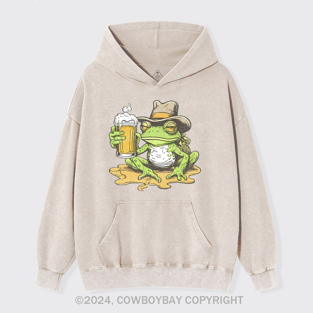 Frog And Beer Garment-Dye Hoodies