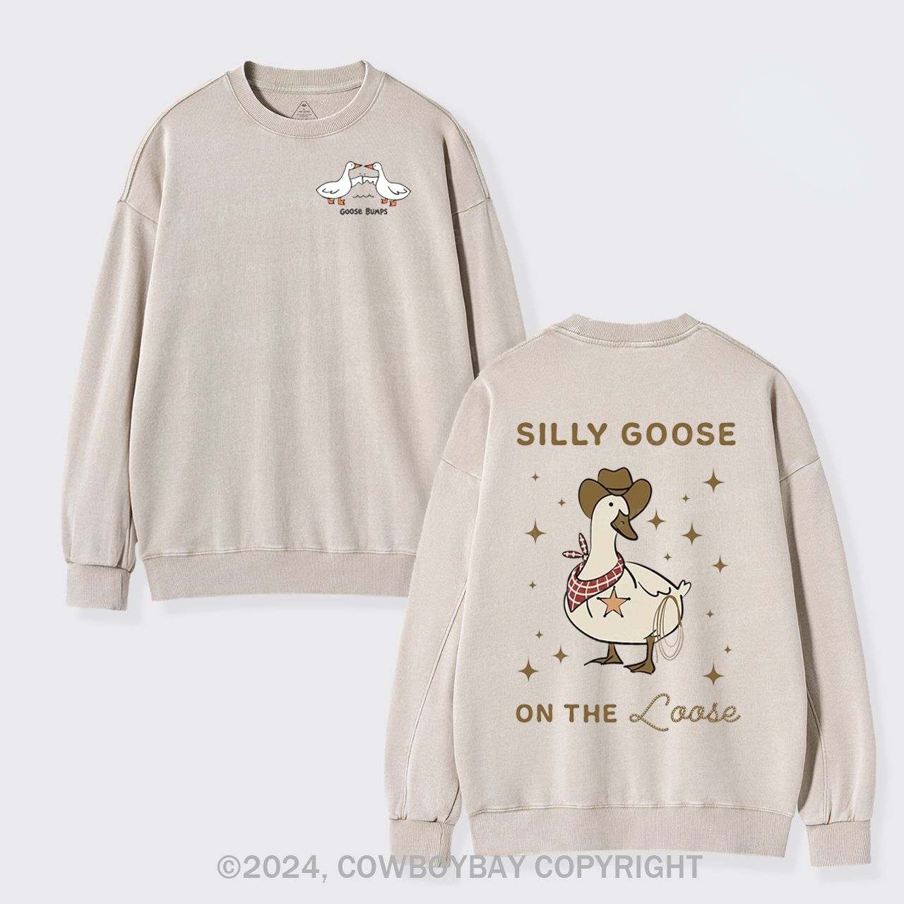 Retro Silly Goose On The Loose Washed Sweatshirts