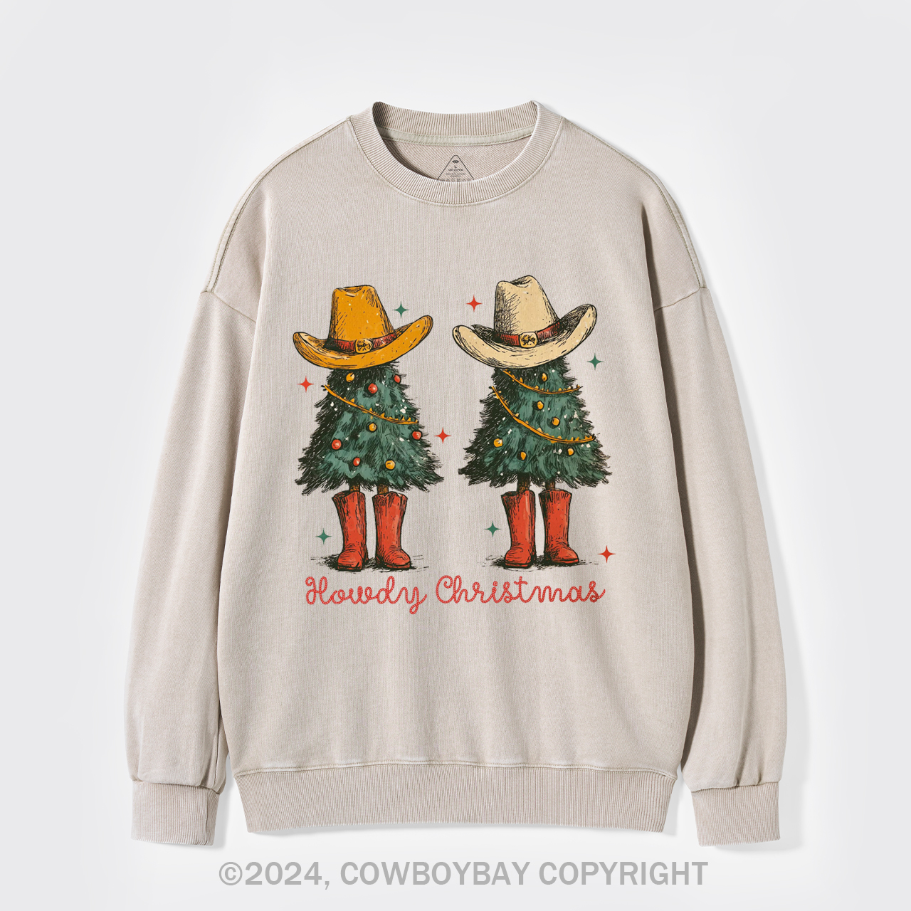 Retro Christmas Tree Washed Sweatshirts