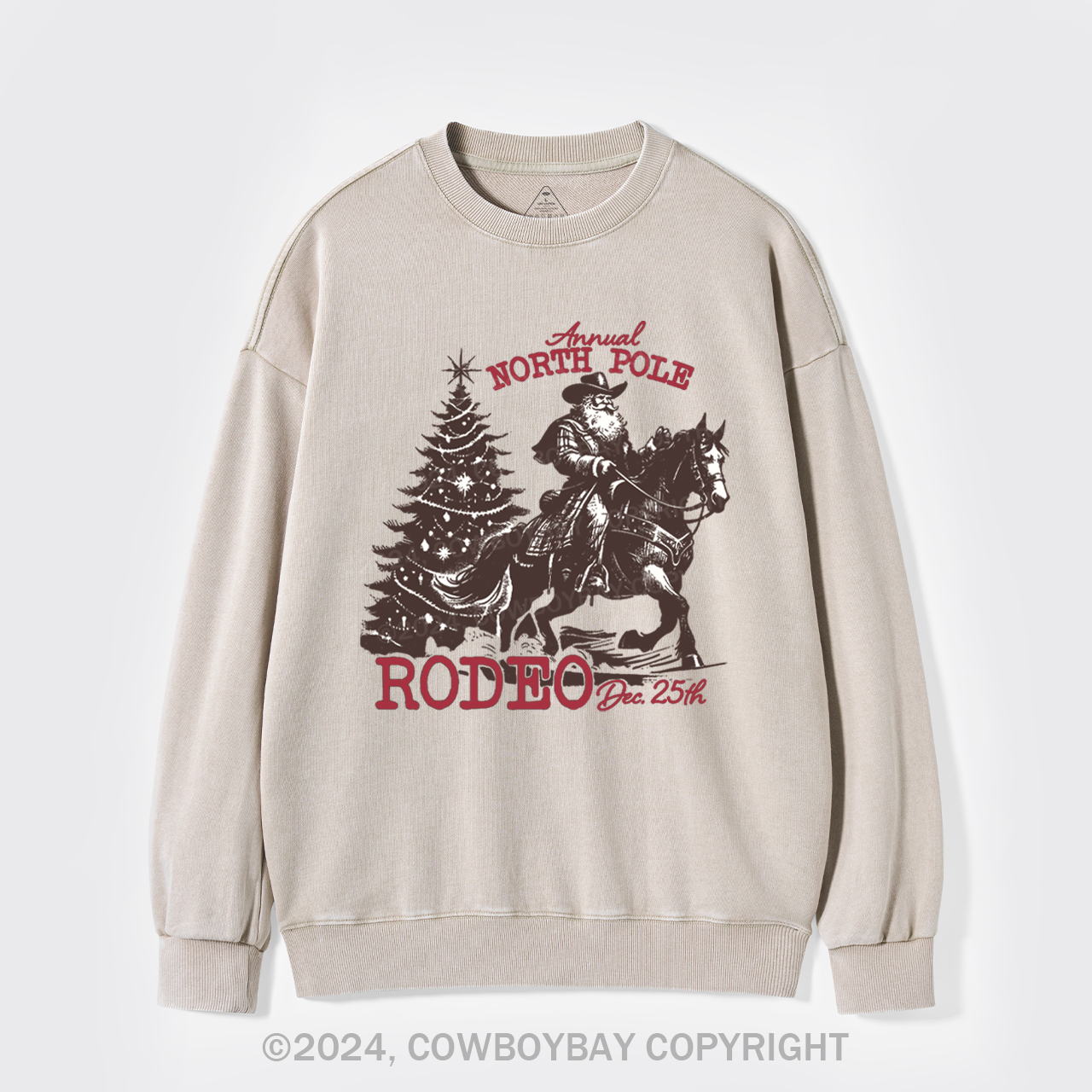 Cowboy Santa Western Christmas Washed Sweatshirts
