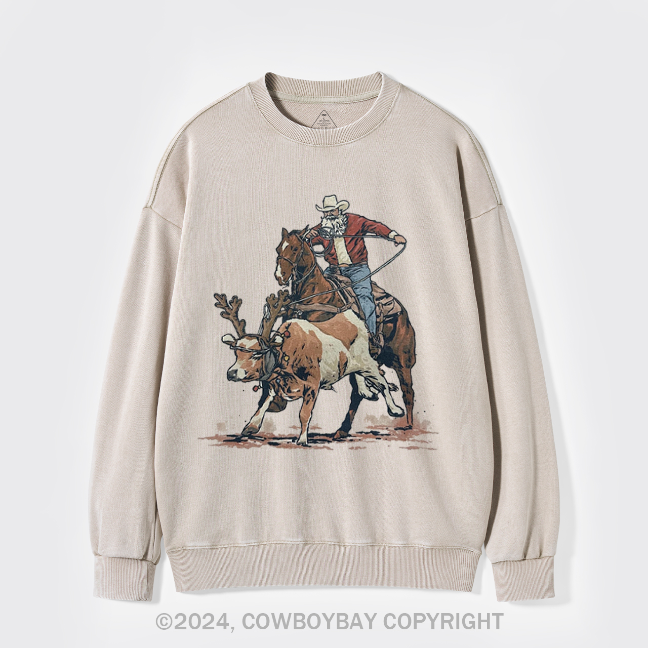 Western Roping Santa Washed Sweatshirts