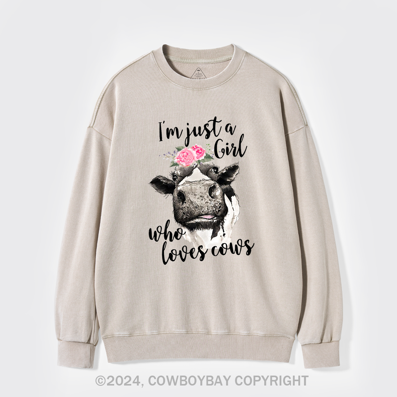 I'm Just A Girl Who Loves Cows Cowboy Washed Sweatshirts
