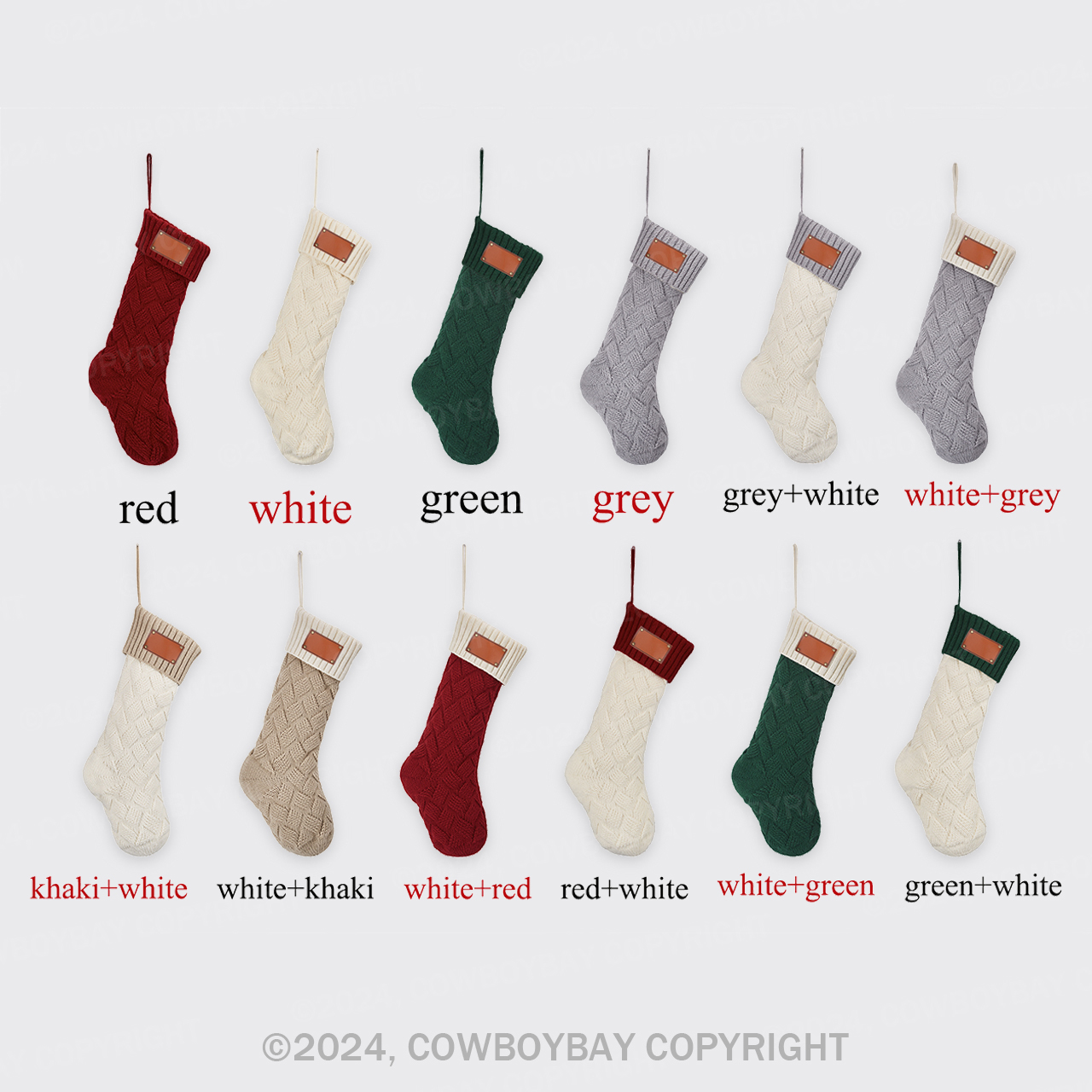 Personalized Name 2024 Engraved Leather Christmas stockings