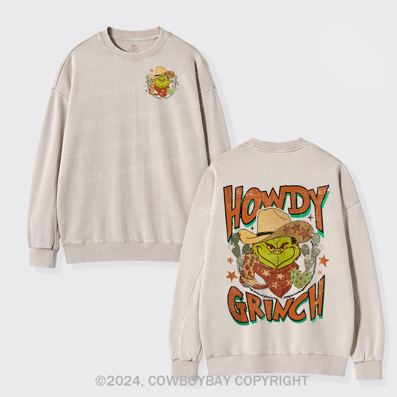 Funny Western Christmas Washed Sweatshirts