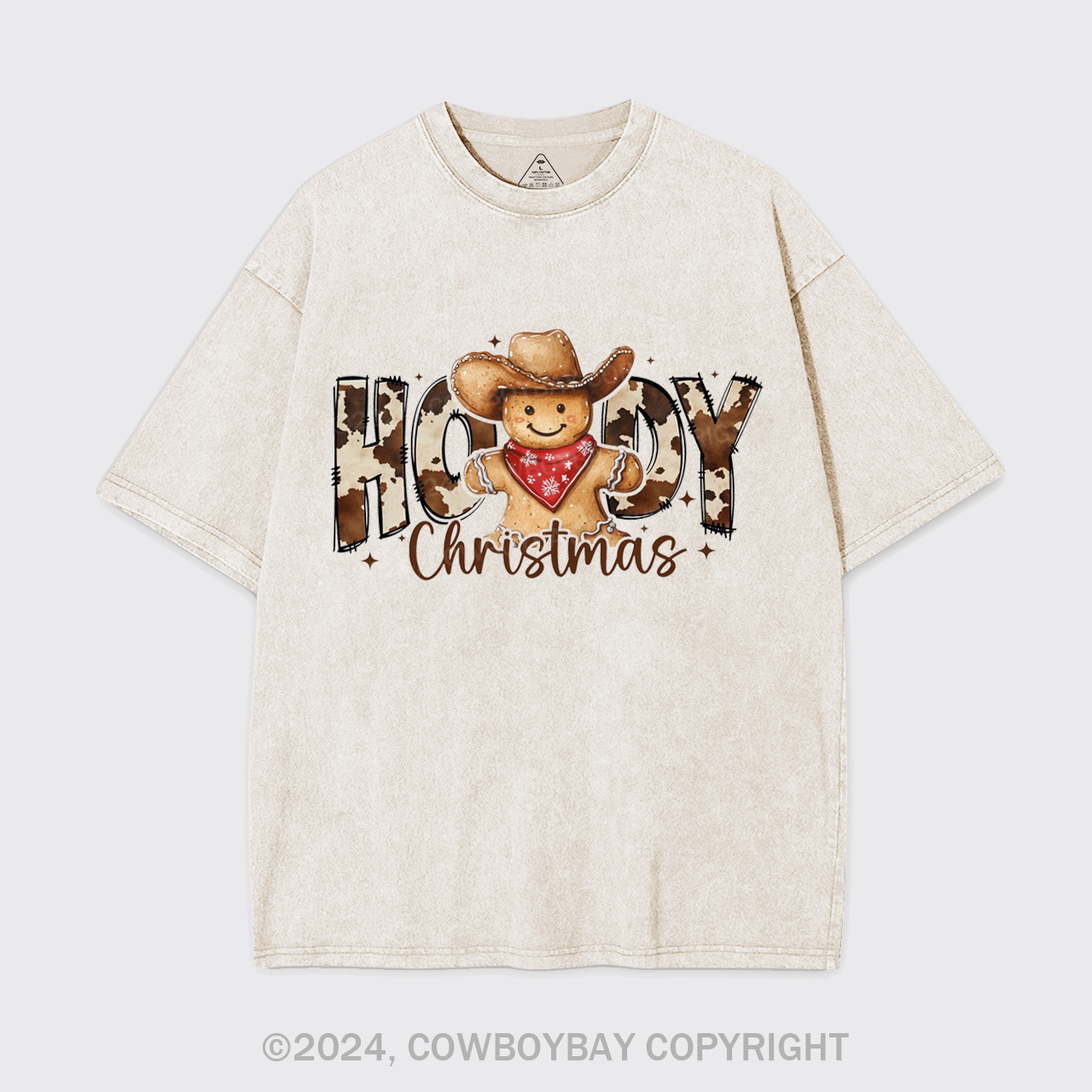 Howdy Christmas Gingerbread Man Garment-dye Tees