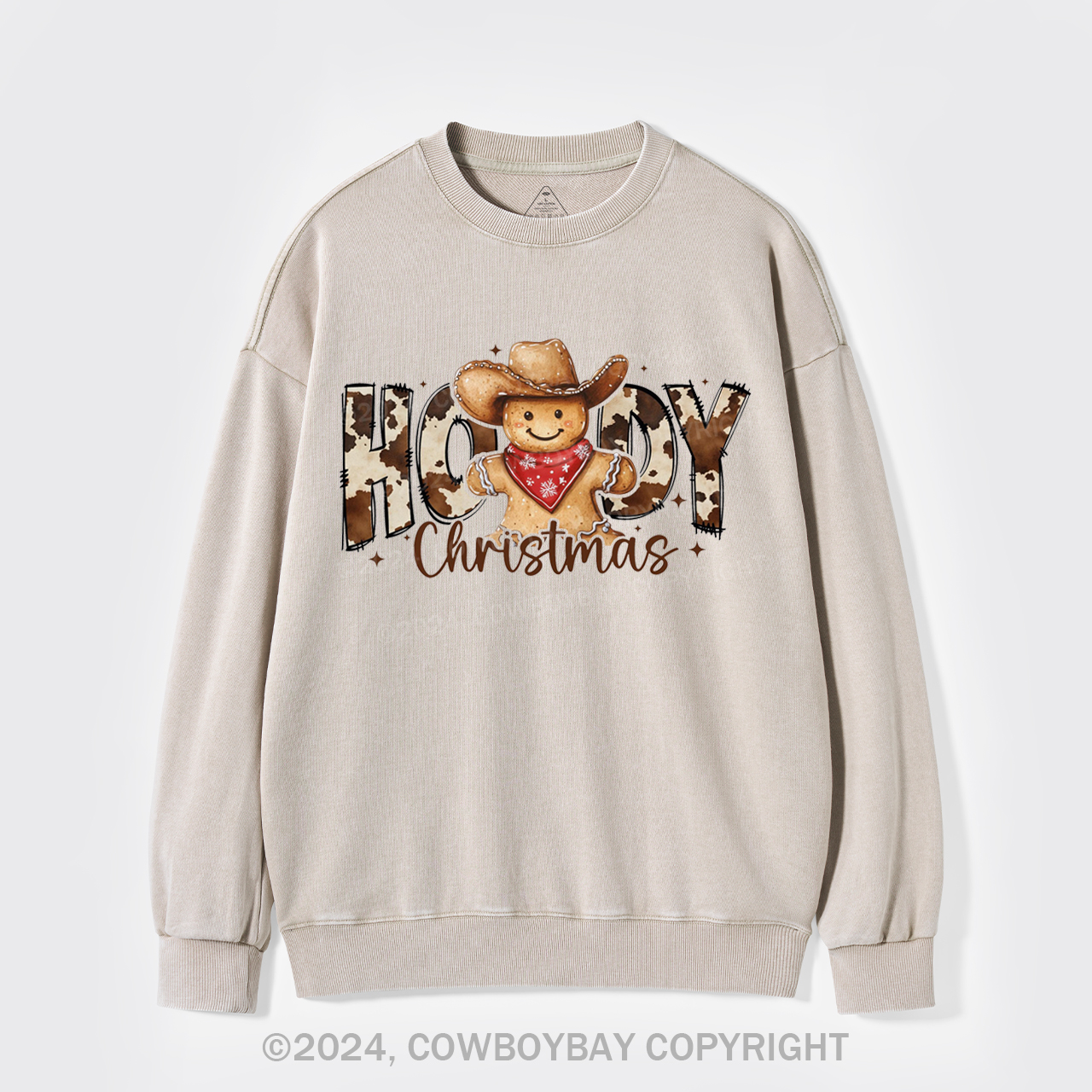 Howdy Christmas Gingerbread Man Washed Sweatshirts