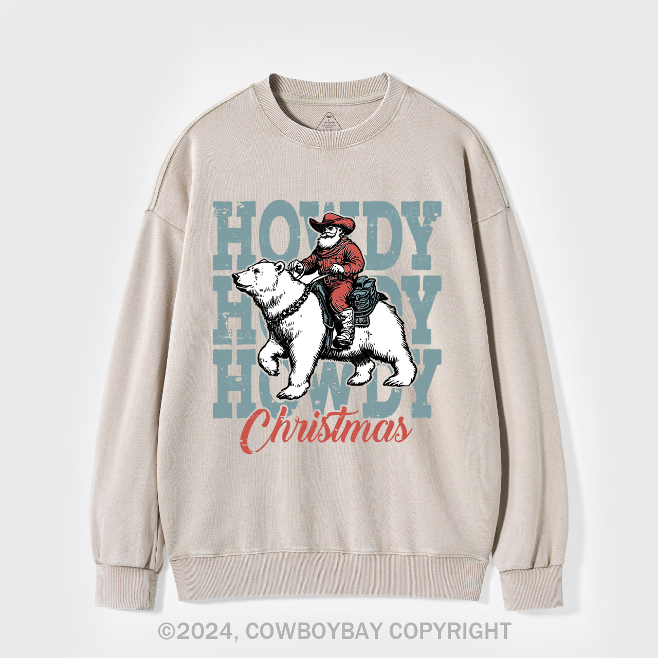Santa Claus And Polar Bear Washed Sweatshirts