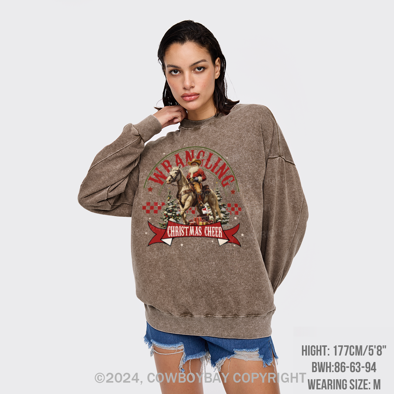 Wrangling Christmas Cheer Washed Sweatshirts