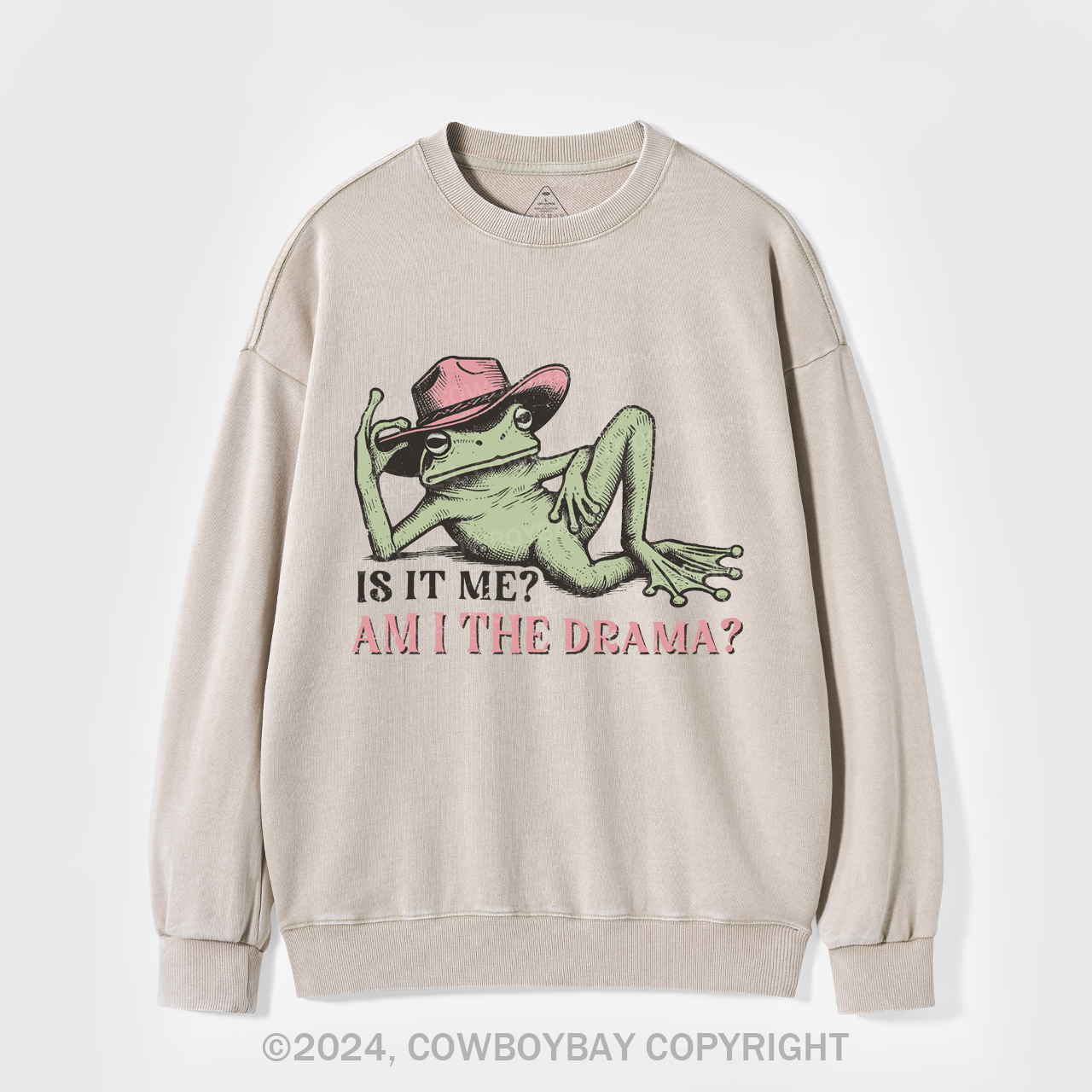 Funny Frog "Am I The Drama?" Washed Sweatshirts
