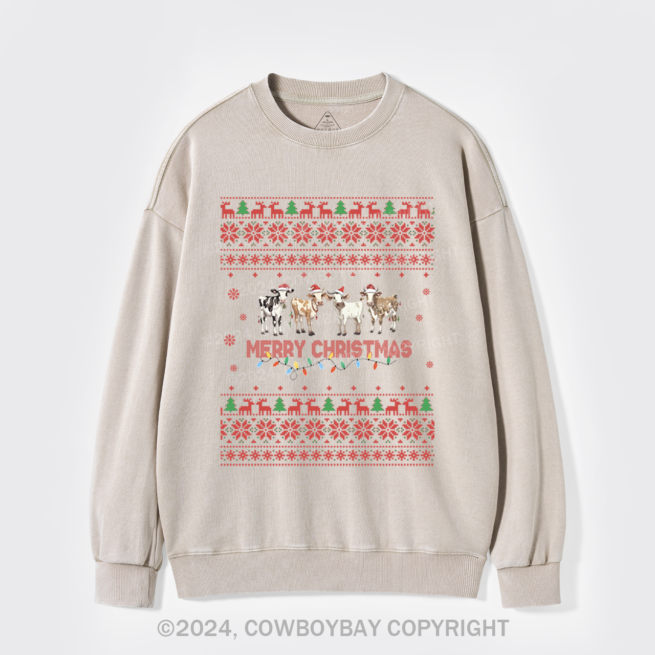 Christmas Cow Washed Sweatshirts