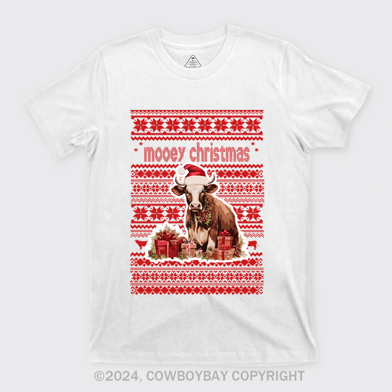 Christmas Cow With Santa T-Shirts