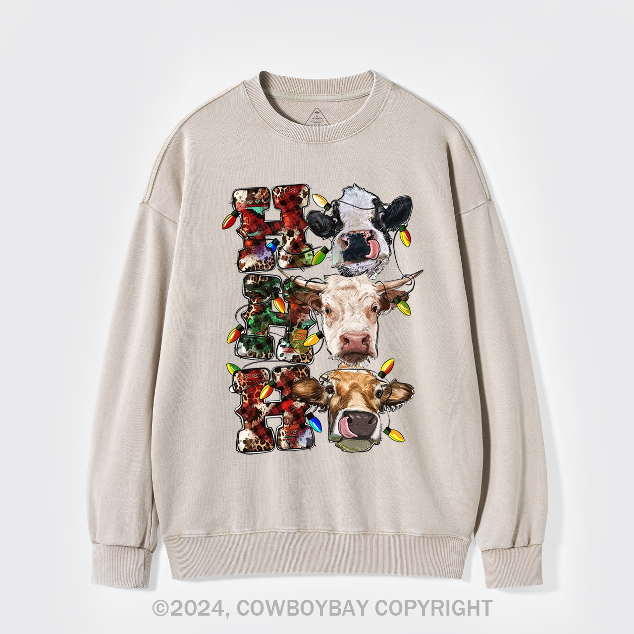 Ho Ho Ho Cows Washed Sweatshirts