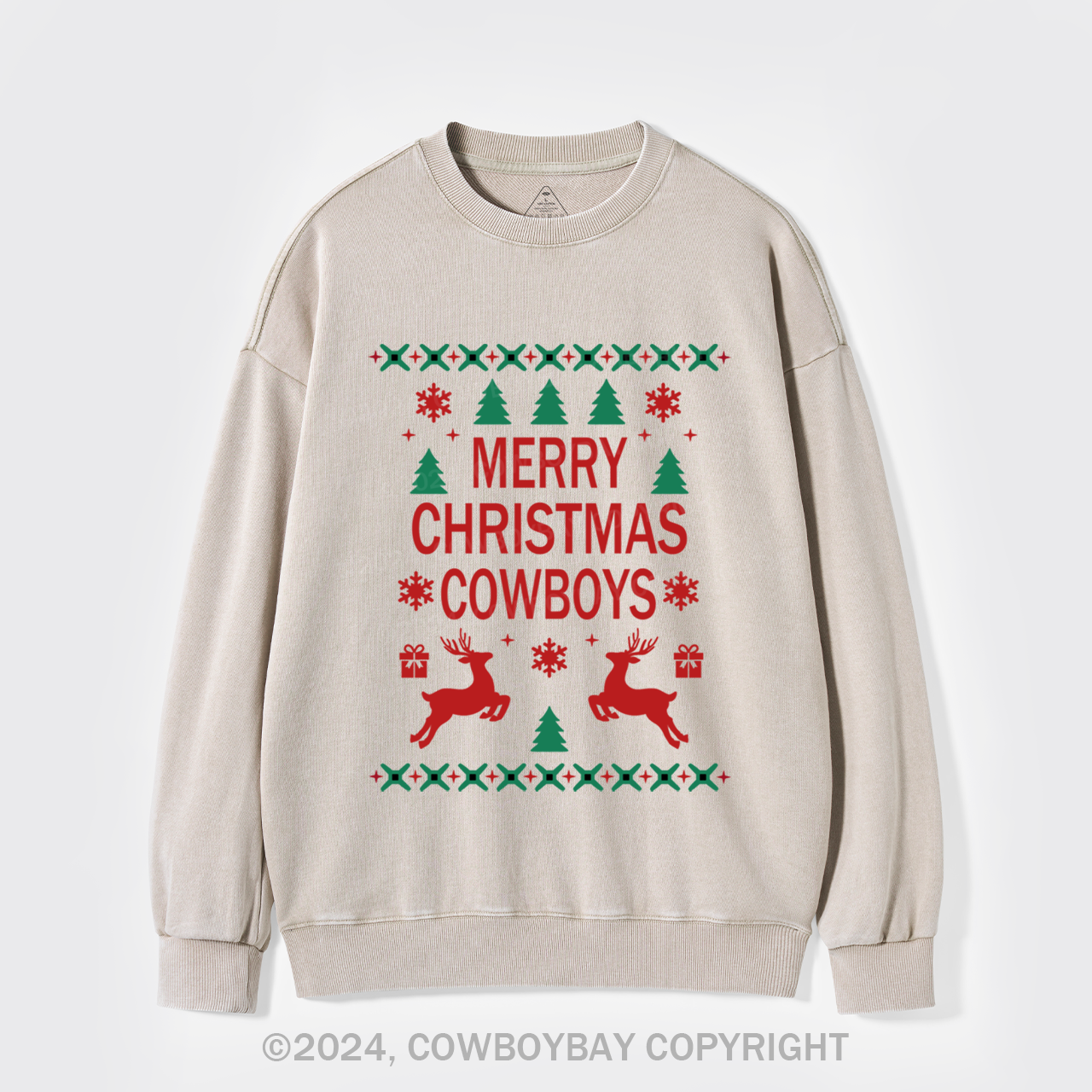 Merry Christmas Cowboys Washed Sweatshirts