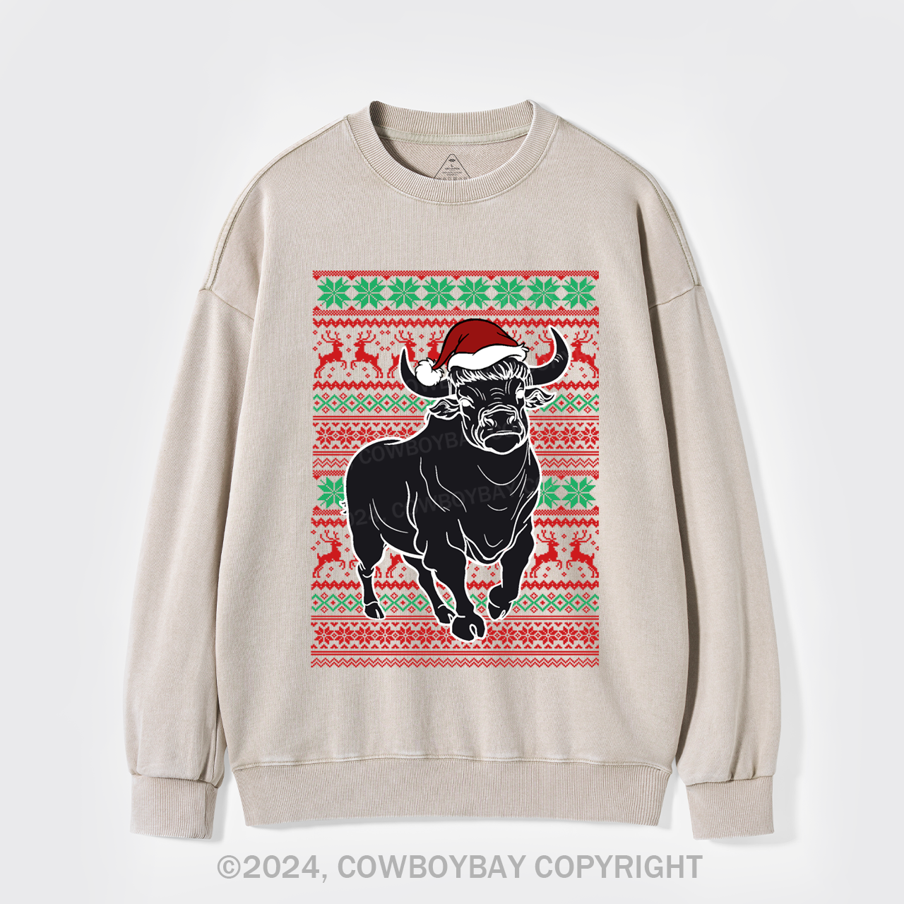 Cow Santa Washed Sweatshirts