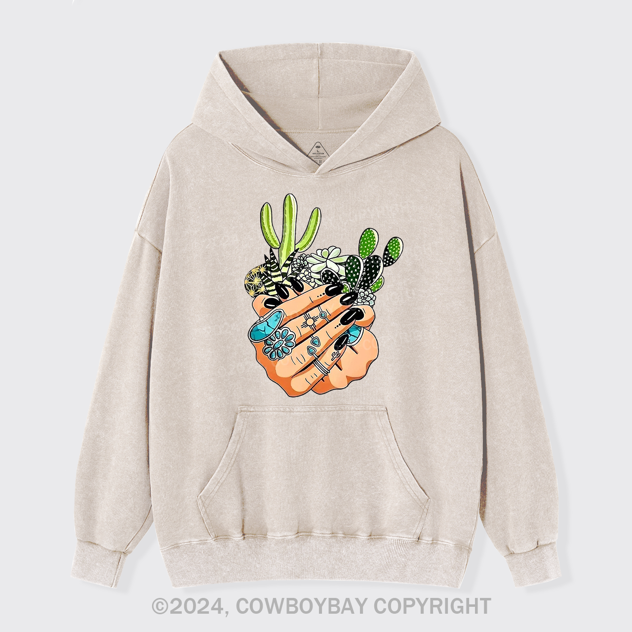 Cactus In My Palm Western Cowboy Garment-Dye Hoodies