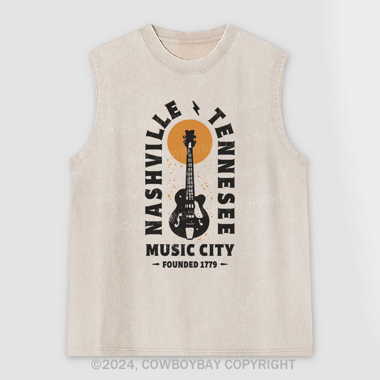 Nashville Tennessee Music City Guitar Washed Tanks