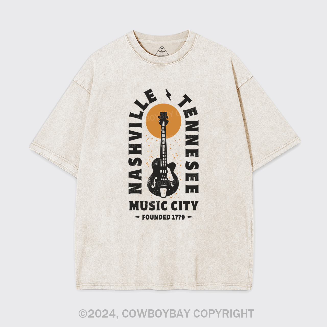 Nashville Tennessee Music City Guitar Garment-dye Tees