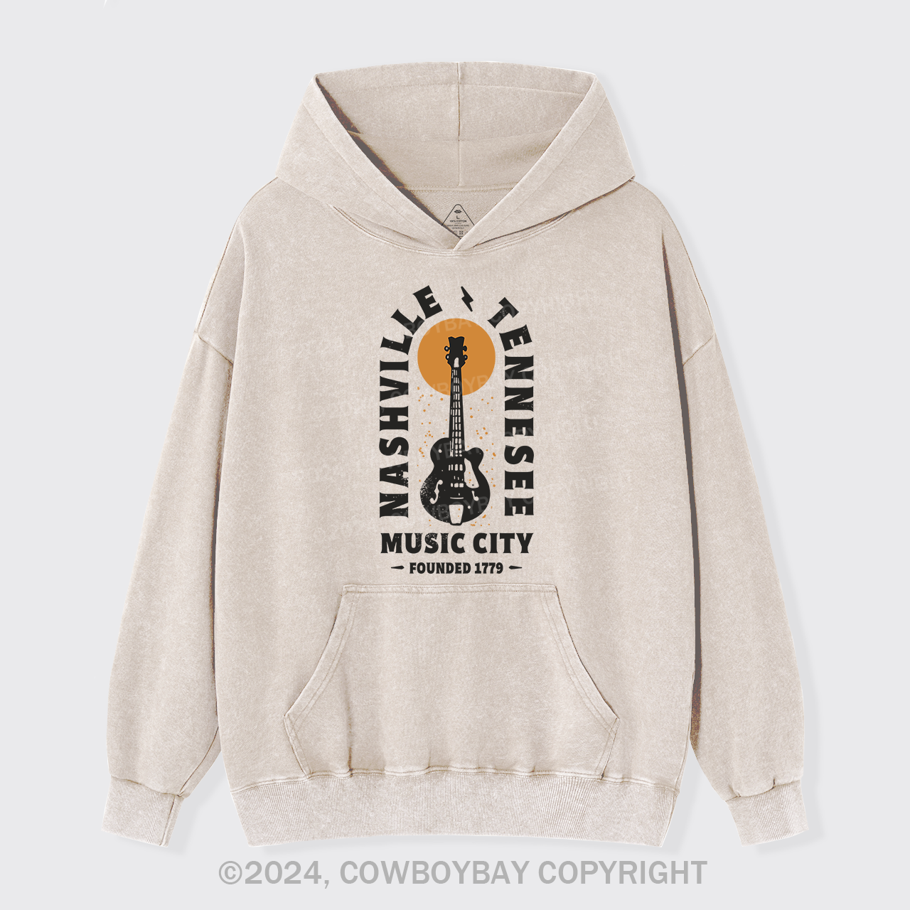 Nashville Tennessee Music City Guitar Garment-Dye Hoodies