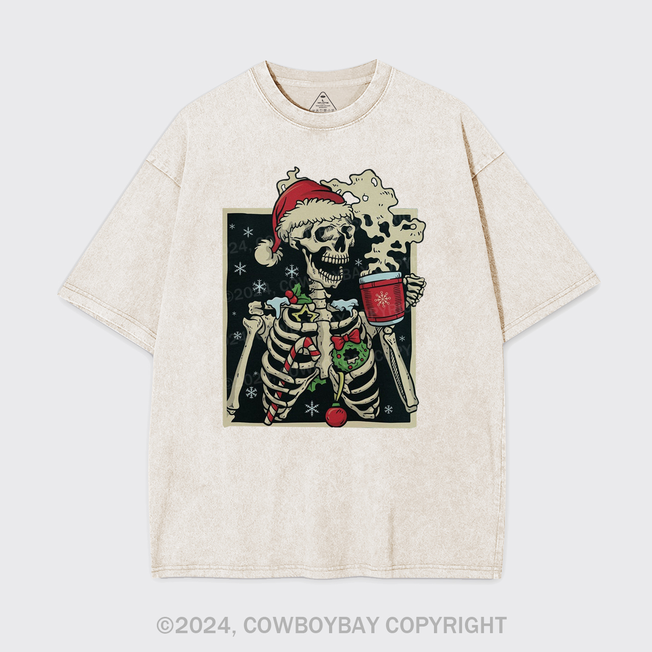 Dead Inside Skeleton Christmas Garment-dye Tees