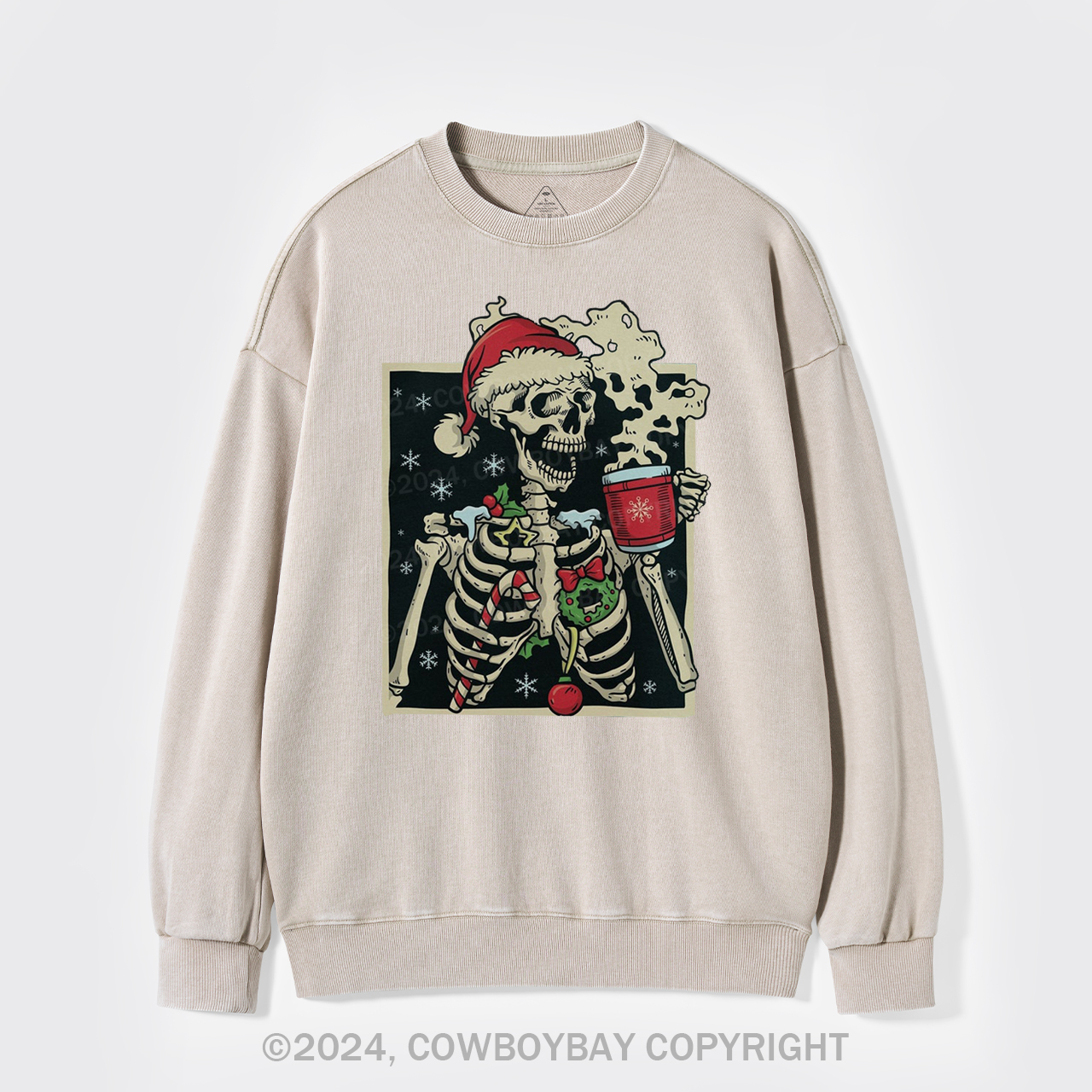 Dead Inside Skeleton Christmas Washed Sweatshirts