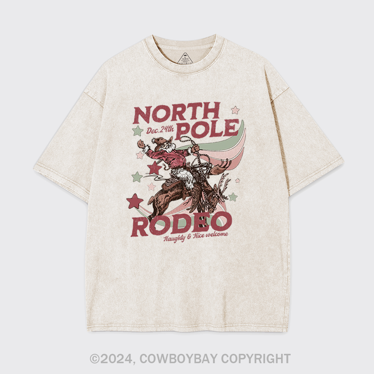 North Pole Rodeo Retro Western Christmas Garment-dye Tees
