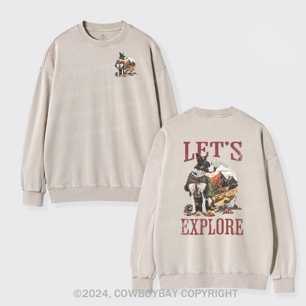 Cowboy Western Dog Washed Sweatshirts