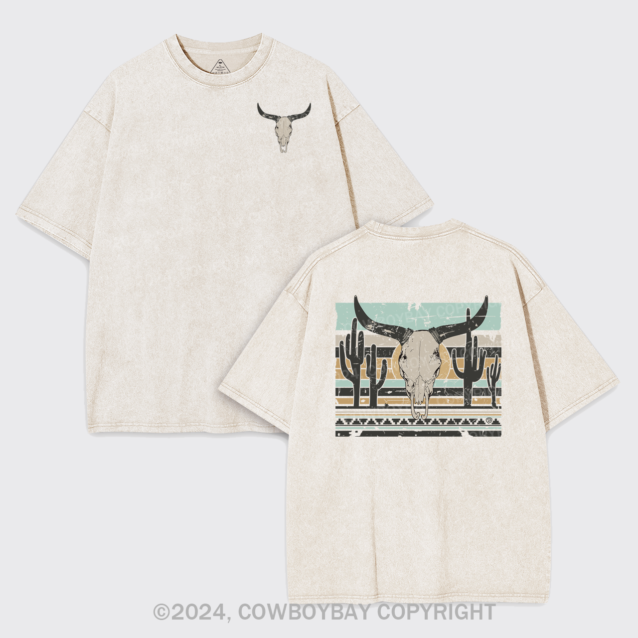 Rock Roll Steer Skull Garment-dye Tees